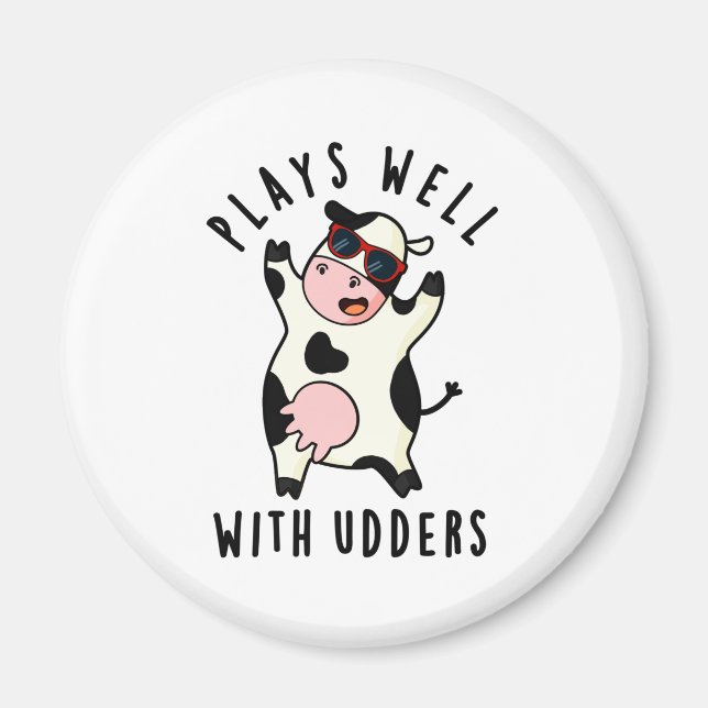 Plays gut mit Udders Funny Cow Puff Magnet (Vorne)