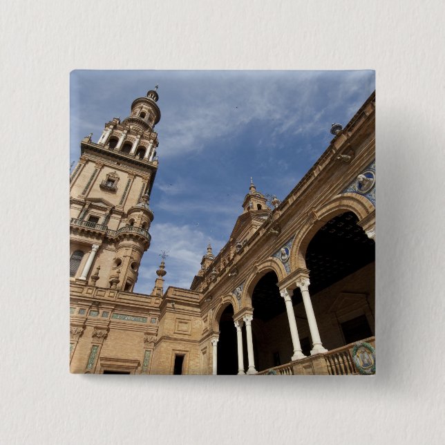 Plaza de Espana, Sevilla, Andalusien, Spanien Button (Vorderseite)