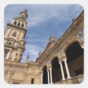Plaza de Espana, Sevilla, Andalusien, Spanien Quadratischer Aufkleber