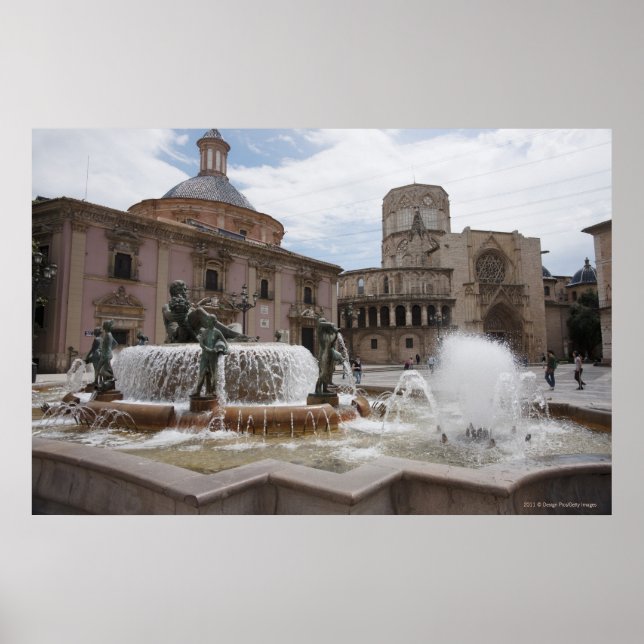 Plaza de la Jungfrau und Basilica de Virgen Poster (Vorne)