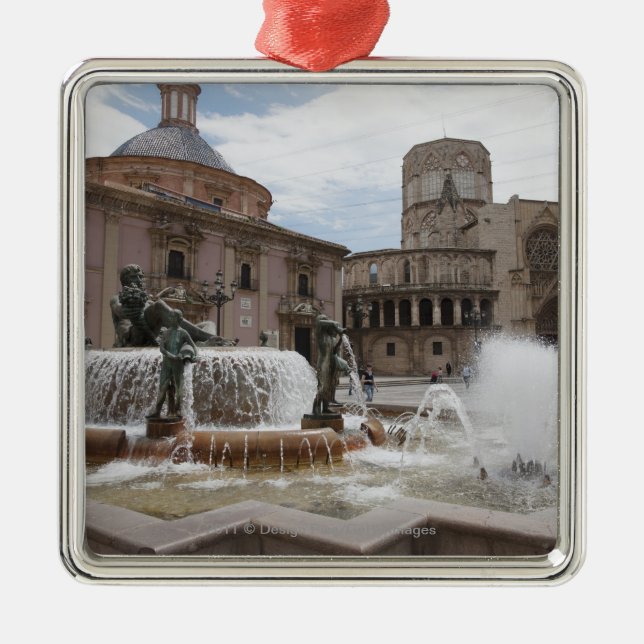 Plaza De La Virgin und Basilica De Virgen Silbernes Ornament (Vorne)