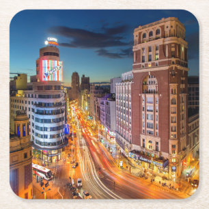 Plaza Del Callao Madrid Spanien Rechteckiger Pappuntersetzer