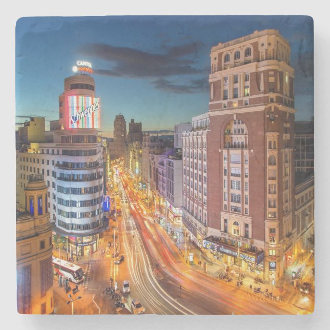 Plaza Del Callao Madrid Spanien Steinuntersetzer (Vorderseite)