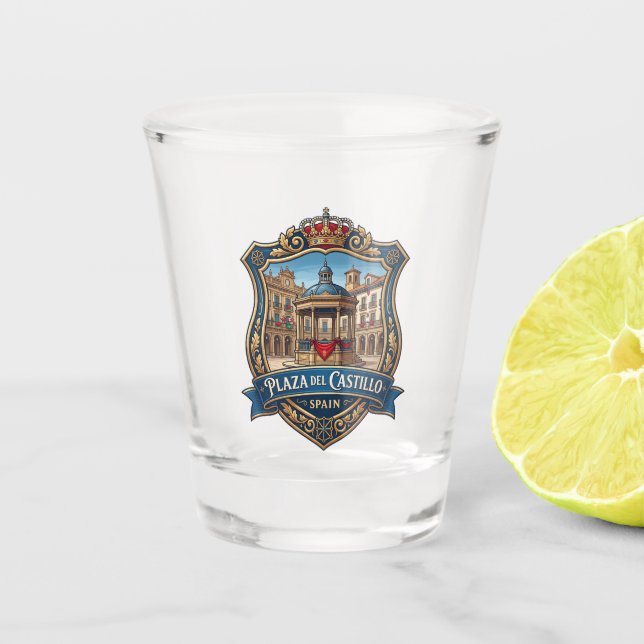 Plaza del Castillo Spanien Schnapsglas (Vorderseite)