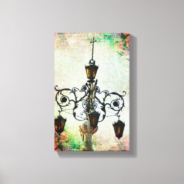 Plaza Light Floral Grunge Leinwanddruck (Vorderseite)