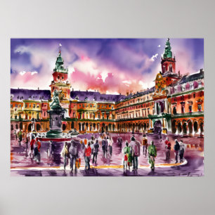 Plaza Mayor, Madrid Aquarellmalerei Poster