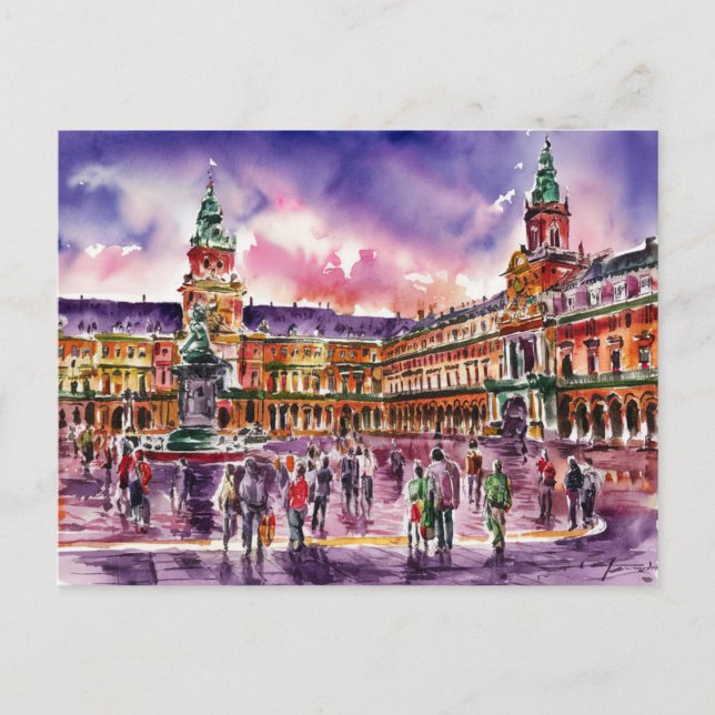 Plaza Mayor, Madrid Aquarellmalerei Postkarte (Vorderseite)