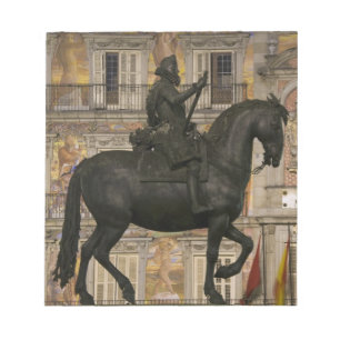 Plaza Mayor mit Statue Filipe III, Madrid, Notizblock