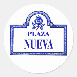 Plaza Nueva, Granada Street Sign Runder Aufkleber
