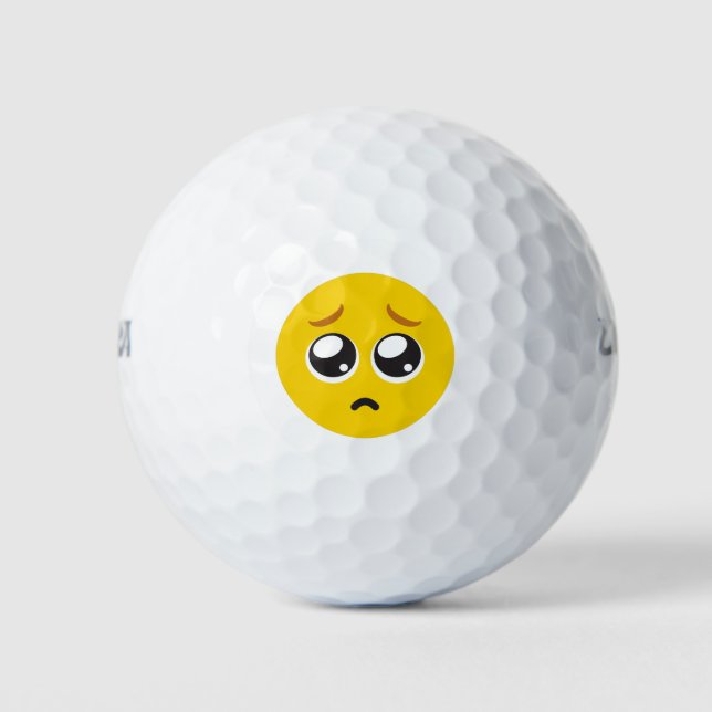 Pleading Face Emoji Golfball (Vorderseite)