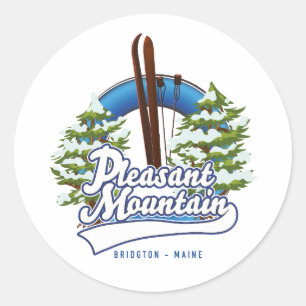 Pleasant Mountain Ski Bridgton Logo. Runder Aufkleber