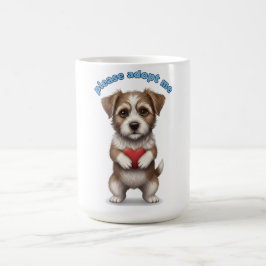 Please Adopt Me – Cute Rescue Dog Illustration wit Kaffeetasse