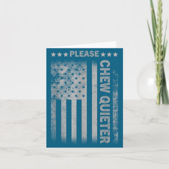 Please Chew Quieter Funny Introvert Usa Flag Vinta Karte (Vorderseite)