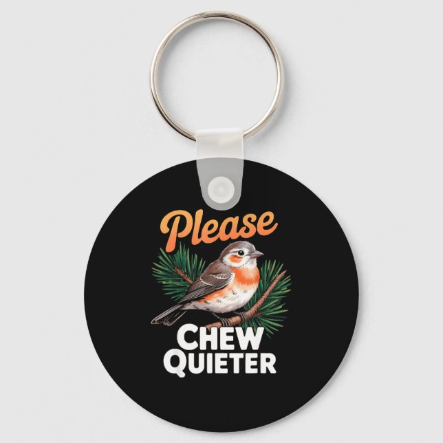 Please Chew Quieter Vintage Bird Groovy Design  Schlüsselanhänger (Vorderseite)