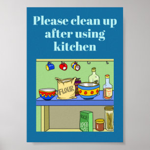 please clean up kitchen sign poster