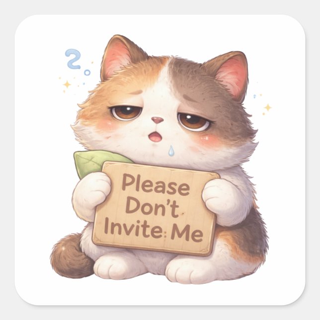 Please Don't Invite Me Cat Sticker (Vorderseite)