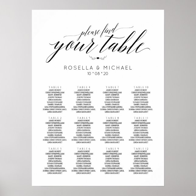 Please Find Your Seat - Wedding Seating Chart Poster (Vorne)