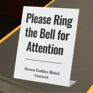 Please Ring the Bell for Attention Hotel Pedestal  Sockelschild