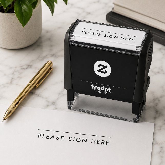 Please Sign Here | Modern Signature Line Permastempel (Custom sign here stamp for office forms, contracts, waivers, receipts, and paperwork.)