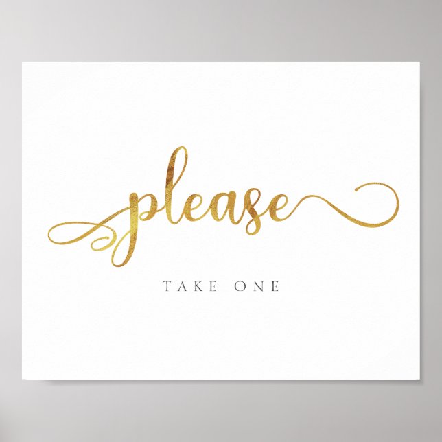 Please take one | Favors Gold Trendy Wedding Sign Poster (Vorne)