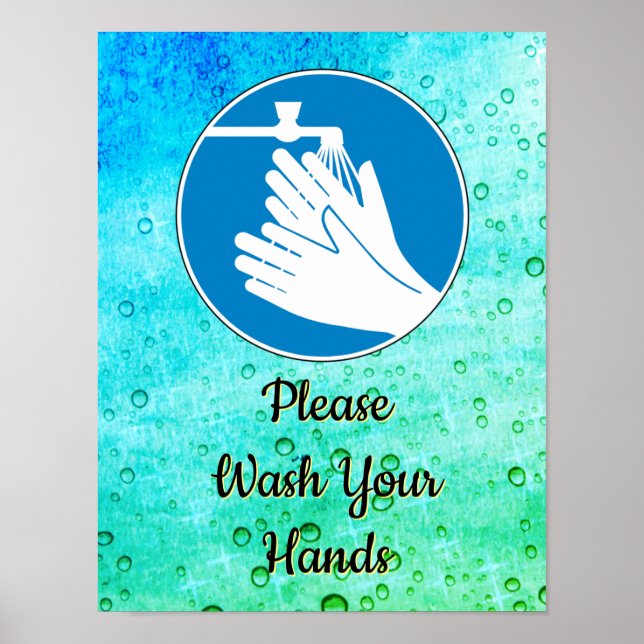 Please Wash Your Hands 2020 Bathroom Hygiene Sign Poster (Vorne)