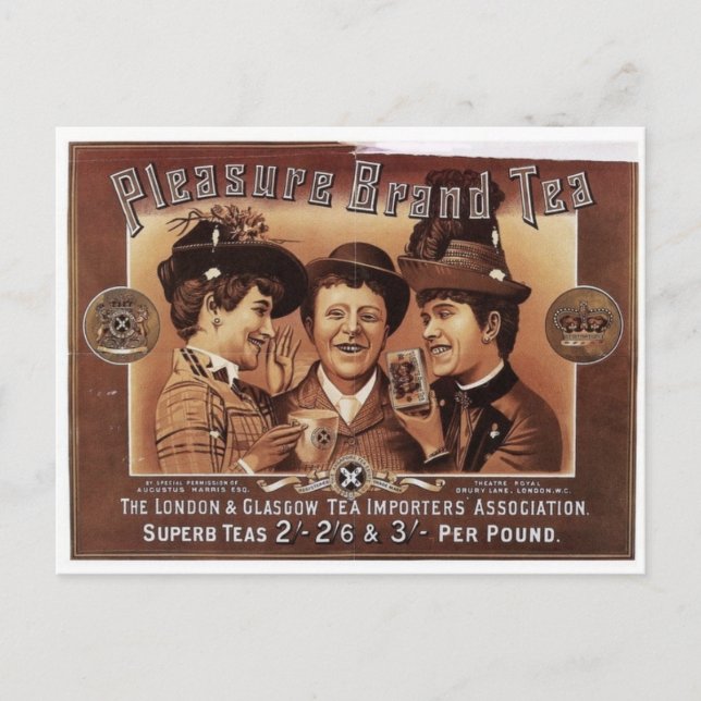 Pleasure Brand Tee Vintage Kunst Postkarte (Vorderseite)