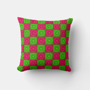 Pleated Corners, Pink-Green-Square Throw Kissen