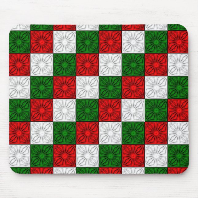 Pleated Corners-Red-White-Green-MAUSE PAD Mousepad (Vorne)