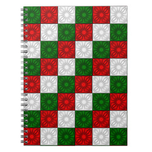 Pleated Corners-Red-White-Green-SPIRAL NOTEBOOK Notizblock