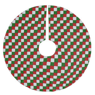 Pleated Corners-Red-White-Green-TREE SKIRT Polyester Weihnachtsbaumdecke