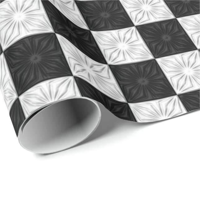 Pleated Corners, Schwarz-Weiß-Geschenkpapier Geschenkpapier (Rolleneckpunkt)