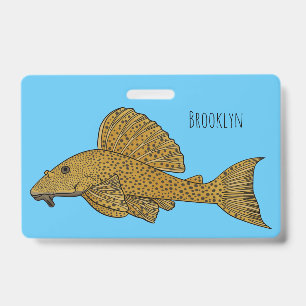 Pleco-Fisch-Cartoon-Illustration Ausweis