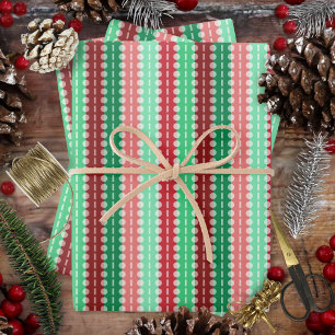 Pleerende Streifen - Weihnachten - Grünes Rotes Ro Geschenkpapier Set