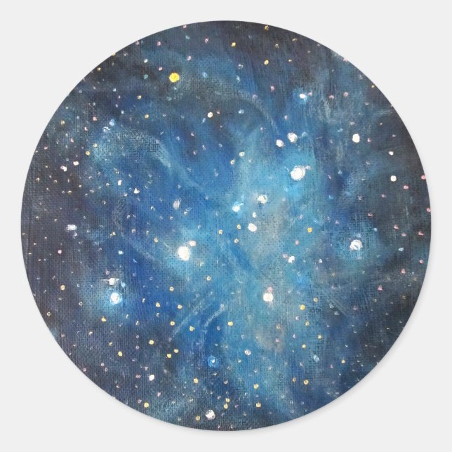 Pleiades Space Art Constellation Painting Print Runder Aufkleber (Vorderseite)