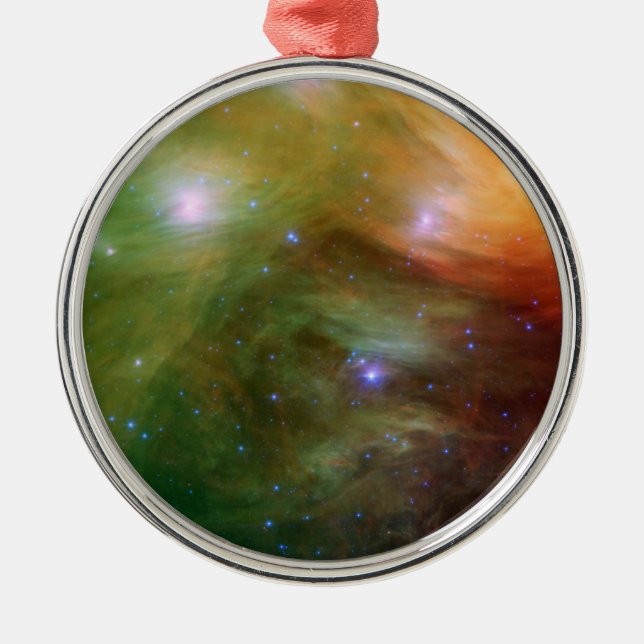 Pleiades Sterne im Infrarot SSC2007 07A Silbernes Ornament (Vorne)