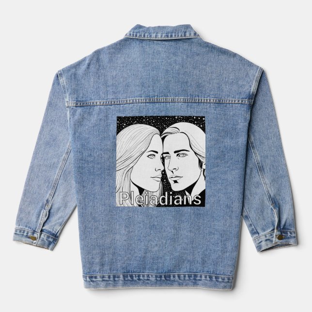 Pleiadians Tall Extraterrestriste Weiblich und män Jeansjacke (Rückseite)