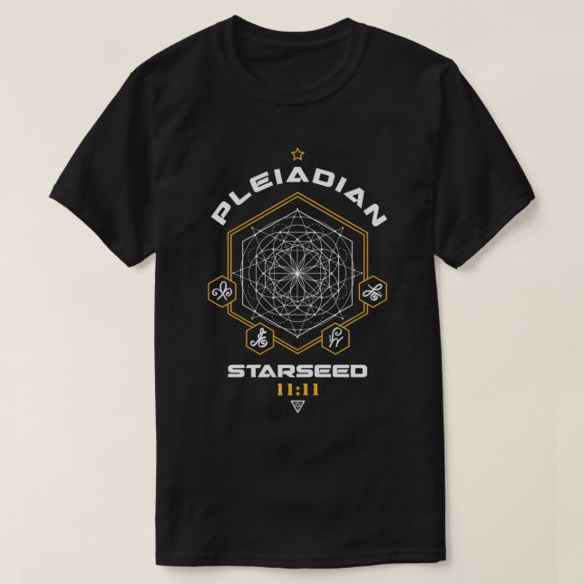 Pleiadischer Sternenlichtcode Sacred Geometry 1111 T-Shirt (Design vorne)