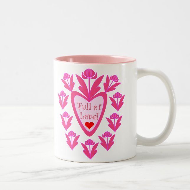 Plein D'Amour Coeur Et Fleurs Mug (Droit)