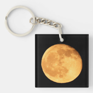 Pleine lune avec lueur orange ciel nocturne art lu