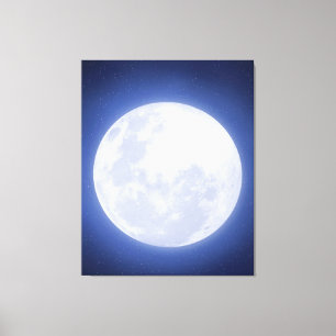 Pleine lune Bleu Aura toile étirée Impression