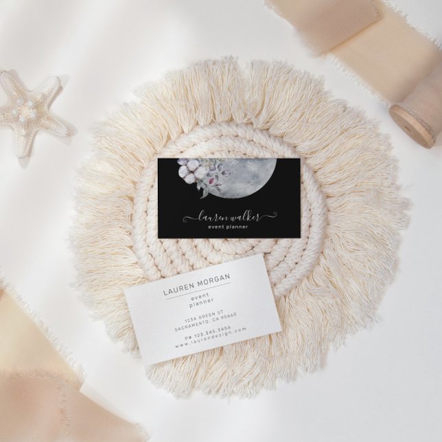 Pleine lune bleue Carte de visite élégant (Créateur téléchargé)