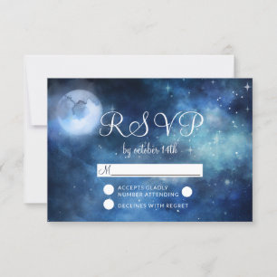 Pleine lune Ciel Lunaire Étoiles Mariage RSVP Répo