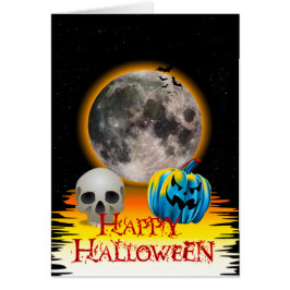 Pleine lune, crâne et Citrouille bleu à la carte d