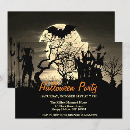 Pleine lune éffrayante Invitation de la fête d'Hal