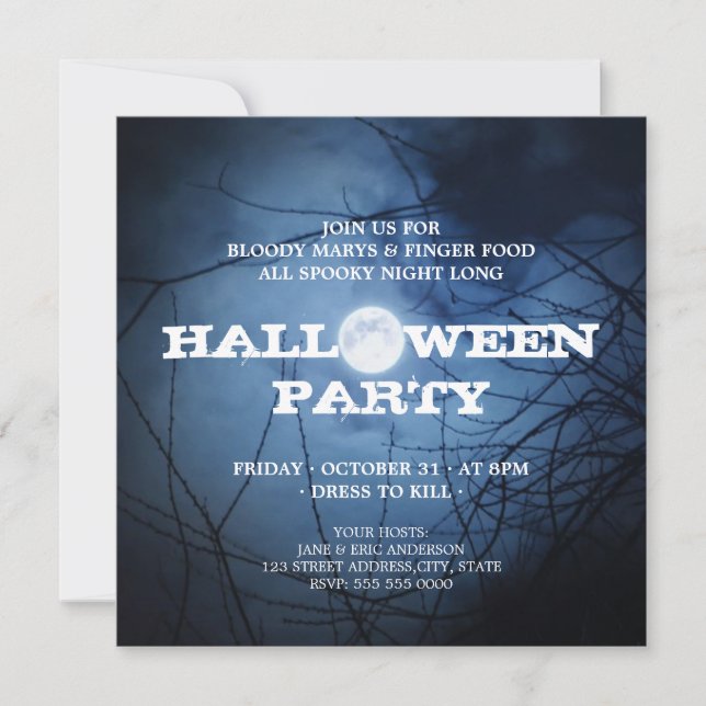 Pleine lune Halloween invitation de la fête (Devant)
