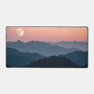 Pleine lune Mountain Desk Mat - Sunset Sky, Tranqu
