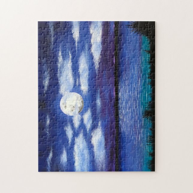 "Pleine lune" Nuit Heure Ocean Beach Puzzle (Vertical)