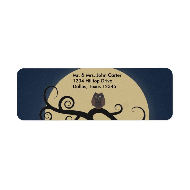 Pleine lune Owl Blue Étiquettes de adresse (Devant)