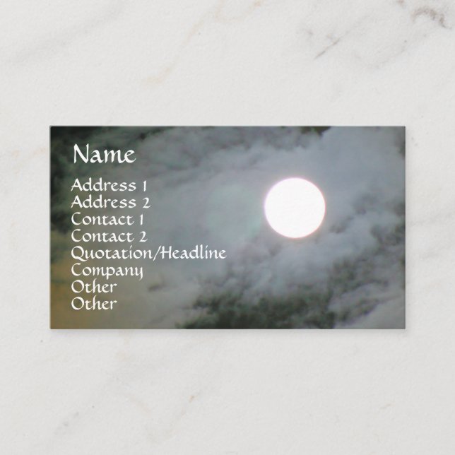 Pleine lune Sky Nature Photographe Carte de visite (Devant)