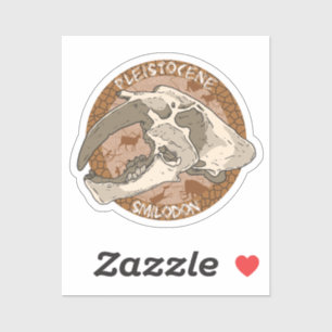 Pleistocene Paleoart Smilodon Skull Aufkleber